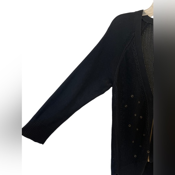 AEO Black V Neck Zip Front Knit Sweater Size XL - Picture 3 of 10